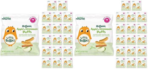 Little Bellies Organic Puffs Variety Pack, Blueberry & Apple and Cinnamon (Pack of 18) in Saudi Arabia