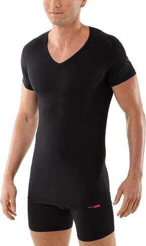 ALBERT KREUZ Men's v-Neck Business Undershirt with Short Sleeves Stretch Cotton White in Kuwait