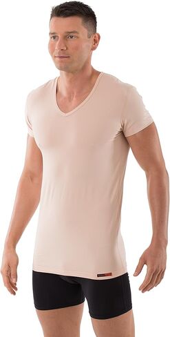 ALBERT KREUZ Men's v-Neck Business Undershirt with Short Sleeves Stretch Cotton White in Saudi Arabia
