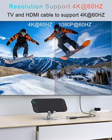 منصة سويتش لجهاز نينتندو سويتش، محطة إرساء للتلفزيون، ملحقات قاعدة نينتندو سويتش، محول قاعدة توصيل تلفزيون محمول، محول USB C إلى HDMI متوافق مع نينتندو سويتش/OLED/Steam Deck/MacBook Pro in Kuwait