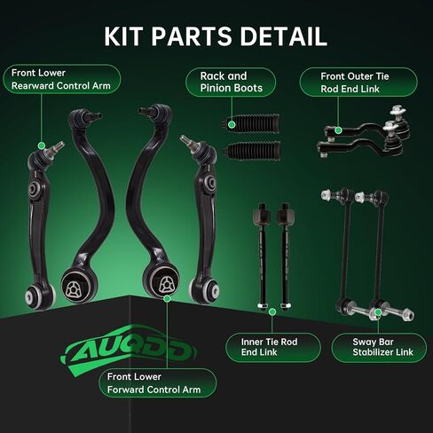 AUQDD 12Pc Front Suspension Kit (W/o Adaptive Drive) Fit For 2014-2018 BM-W X5, 15-19 X6, Lower Control Arm w/Ball Joint, Sway Bar Link, Outer Inner Tie Rod End (# K622956 K623279 K750217 EV801479) in Saudi Arabia