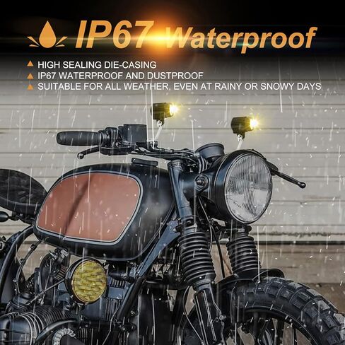 LED Motorcycle Fog Lights Yellow White Bi-Color LED Spotlights Front Driving Lamps Universal for Motorbike Electric Bike ATV UTV Truck SUV, 1Pair[4 Lighting Modes] in Kuwait