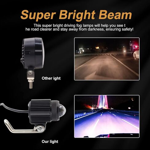 LED Motorcycle Fog Lights Yellow White Bi-Color LED Spotlights Front Driving Lamps Universal for Motorbike Electric Bike ATV UTV Truck SUV, 1Pair[4 Lighting Modes] in Kuwait