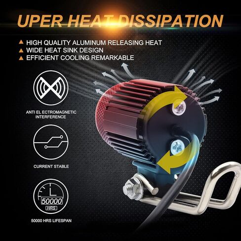 LED Motorcycle Fog Lights Yellow White Bi-Color LED Spotlights Front Driving Lamps Universal for Motorbike Electric Bike ATV UTV Truck SUV, 1Pair[4 Lighting Modes] in Kuwait