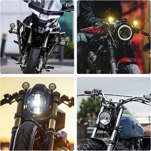 LED Motorcycle Fog Lights Yellow White Bi-Color LED Spotlights Front Driving Lamps Universal for Motorbike Electric Bike ATV UTV Truck SUV, 1Pair[4 Lighting Modes] in Kuwait