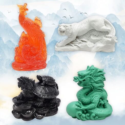 Feng Shui Resin Four Celestial Animals Dragon Phoenix Turtle Tiger Statue in Saudi Arabia