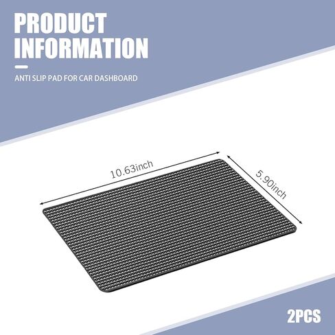 Dashboard Anti-Slip Mat, 10.63" x 5.9" PU Waterproof Central Control Instrument Panel Storage Protection Mat, Cuttable Super Strong Adsorption Self-Adhesive Accessories (Black) in Kuwait
