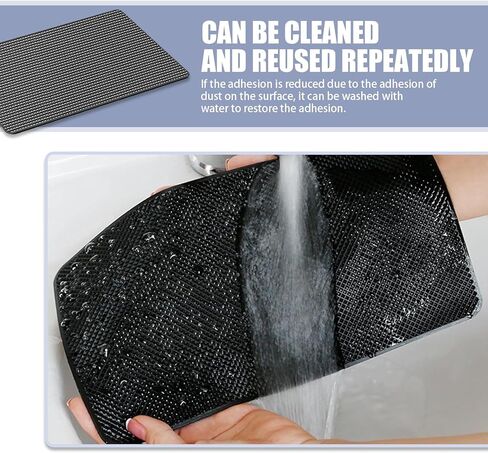 Dashboard Anti-Slip Mat, 10.63" x 5.9" PU Waterproof Central Control Instrument Panel Storage Protection Mat, Cuttable Super Strong Adsorption Self-Adhesive Accessories (Black) in Kuwait