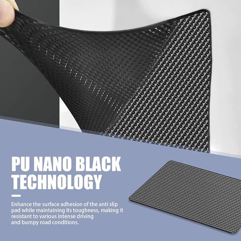 Dashboard Anti-Slip Mat, 10.63" x 5.9" PU Waterproof Central Control Instrument Panel Storage Protection Mat, Cuttable Super Strong Adsorption Self-Adhesive Accessories (Black) in Kuwait