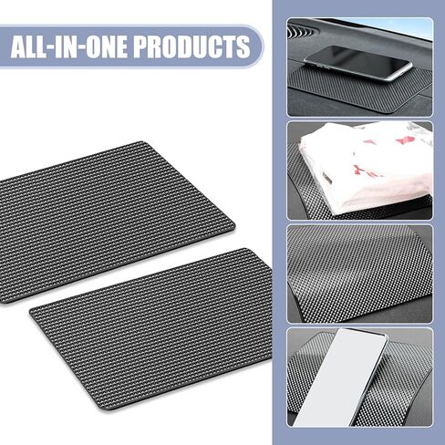 Dashboard Anti-Slip Mat, 10.63" x 5.9" PU Waterproof Central Control Instrument Panel Storage Protection Mat, Cuttable Super Strong Adsorption Self-Adhesive Accessories (Black) in Kuwait