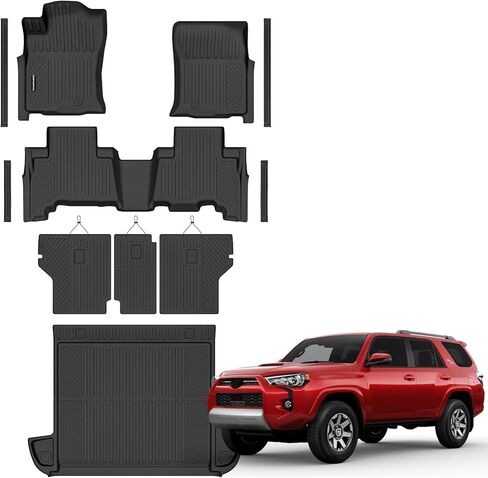 Floor Mats for Toyota 4Runner 2013-2024 (Only for 5 Seats) Upgrade Trunk Mat with Backrest Mat All Weather TPE Floor Liners Fit for Toyota 5th Gen 4 Runner Anti-Slip Full Set Car Accessories in Kuwait