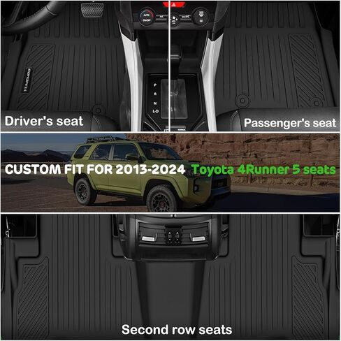 Floor Mats for Toyota 4Runner 2013-2024 (Only for 5 Seats) Upgrade Trunk Mat with Backrest Mat All Weather TPE Floor Liners Fit for Toyota 5th Gen 4 Runner Anti-Slip Full Set Car Accessories in Kuwait