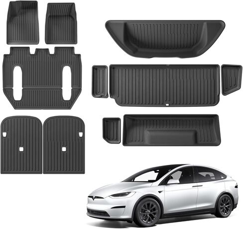 SMABEE 12Pcs Floor Mats Set for 2025 2026 Tesla Model X 6 Seater (Not fit 5/7 Seater) All Weather 2025-2022 Floor Liner Back Seat Cargo Liner Front Rear Trunk Backseat TPE Car Mats Accessories in Saudi Arabia