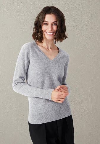 100% Pure Cashmere V-Neck Women's Sweater in Kuwait