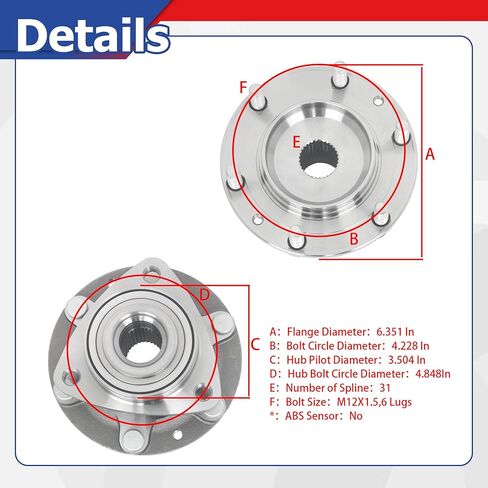 2Pcs Front Wheel Hub Bearings Replacement for Hyundai Entourage 2007-2010 Replacement for Kia Sedona 2006-2012 2014 515090 in Kuwait