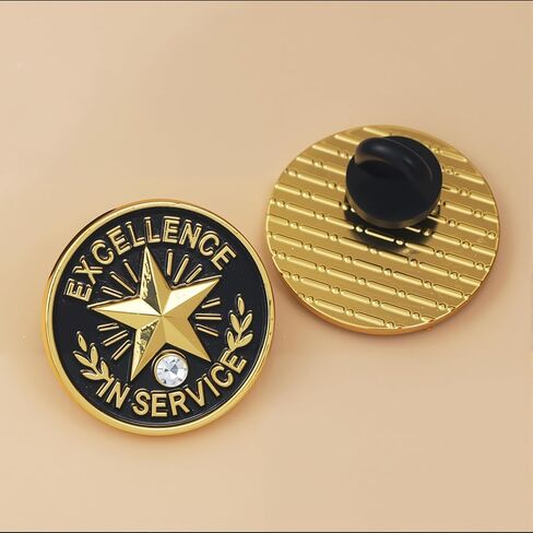 24PCS Excellence in Service Gold Star Lapel Pins with Rhinestone, Employee Recognition Award Badges for Staff Appreciation, Workplace Service Honor Pins Bulk 24 pcs S600 Brooch in Kuwait