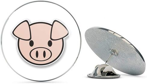 Happy Pink Pig Round Metal 0.75" Lapel Pin Hat Shirt Pin Tie Tack Pinback in Kuwait