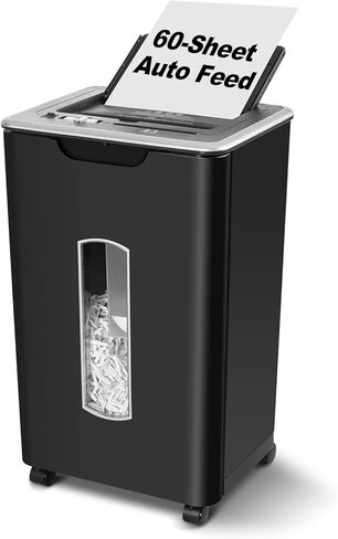 آلة تقطيع الورق ذات التغذية التلقائية، 60 ورقة متقاطعة، آلة تمزيق الأقراص المضغوطة/بطاقات الائتمان مع أوضاع مضادة للتكدس ومزدوجة، حاوية سعة 5.8 جالون، أمان عالي P-4، الترقية السادسة والعشرون in Kuwait