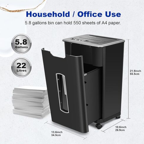 آلة تقطيع الورق ذات التغذية التلقائية، 60 ورقة متقاطعة، آلة تمزيق الأقراص المضغوطة/بطاقات الائتمان مع أوضاع مضادة للتكدس ومزدوجة، حاوية سعة 5.8 جالون، أمان عالي P-4، الترقية السادسة والعشرون in Kuwait