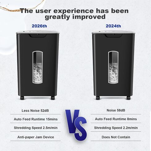 آلة تقطيع الورق ذات التغذية التلقائية، 60 ورقة متقاطعة، آلة تمزيق الأقراص المضغوطة/بطاقات الائتمان مع أوضاع مضادة للتكدس ومزدوجة، حاوية سعة 5.8 جالون، أمان عالي P-4، الترقية السادسة والعشرون in Kuwait