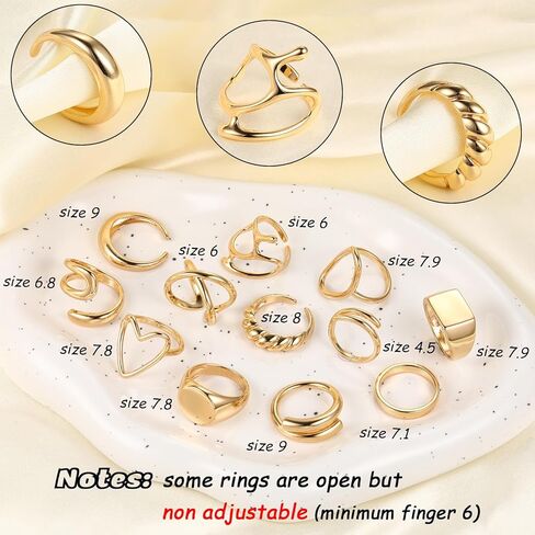 12PCS Gold Stackable Rings and 68 Pcs Gold Jewelry Set in Kuwait