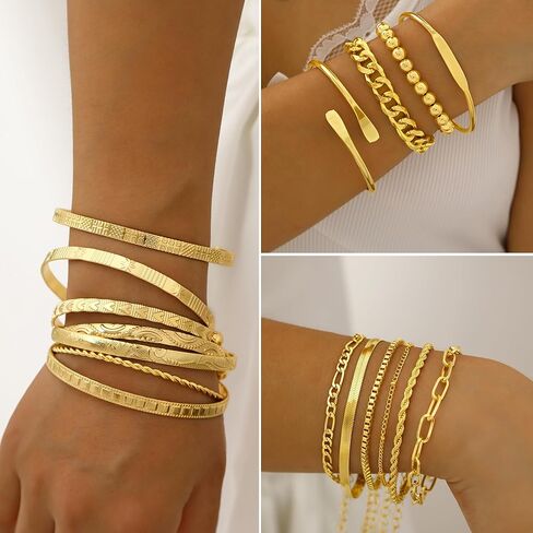 12PCS Gold Stackable Rings and 68 Pcs Gold Jewelry Set in Kuwait