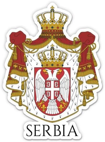 Squiddy Serbia Coat of Arms Vinyl Sticker | Travel Souvenir Decal for Phone, Laptop, Water Bottle | 3 inch high in Kuwait