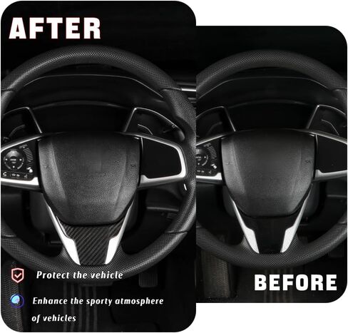 JSWAN Carbon Fiber Steering Wheel Panel Trims for 10th Gen Civic Hatchback Sedan SI Type R FK8 (2017 to 2022) Steering Wheel Cover in Kuwait