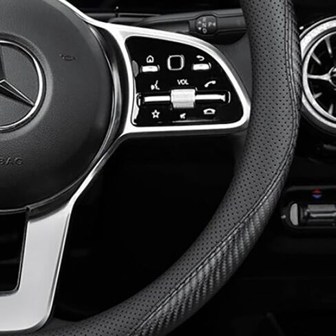 غطاء عجلة قيادة السيارة من جلد نابا لسيارة Tesla Model 3/Y 2016-2025 2026 Prius Civic Mini - ملحقات حماية عجلة السيارة المضادة للانزلاق 14 بوصة - 14 1/4 بوصة مقاس صغير (أسود، حجم صغير [14 بوصة - 14 1/4 بوصة]) in Kuwait