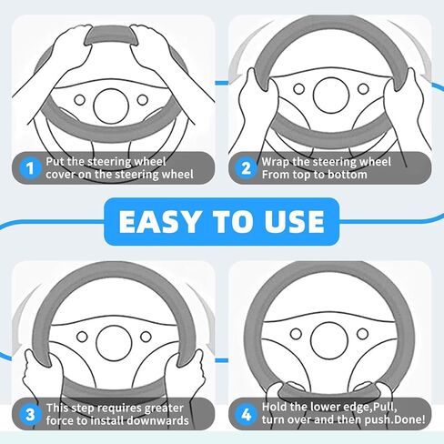 غطاء عجلة قيادة السيارة من جلد نابا لسيارة Tesla Model 3/Y 2016-2025 2026 Prius Civic Mini - ملحقات حماية عجلة السيارة المضادة للانزلاق 14 بوصة - 14 1/4 بوصة مقاس صغير (أسود، حجم صغير [14 بوصة - 14 1/4 بوصة]) in Kuwait