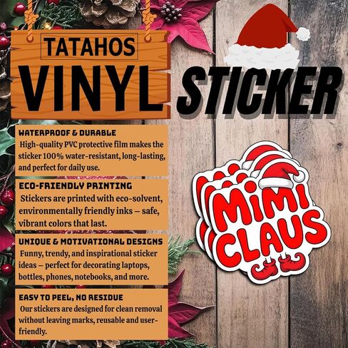 (3 قطع) ملصقات عيد الميلاد ميمي كلوز مضحكة للعطلات سانتا قبعة الجدات الممتعة لتزيين عيد الميلاد هدايا عيد الميلاد مقاومة للماء اقتباسات للعطلات شارات الفينيل زجاجة مياه ممتصة للصدمات للسيارة وقبعة صلبة للهاتف المحمول 3 بوصات in Kuwait