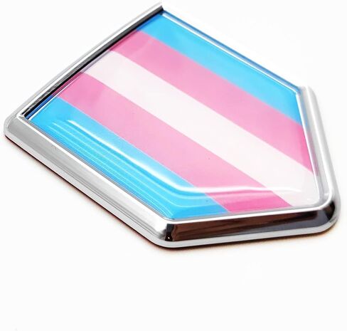 Overdecor Transgender Trans Pride Flag Decal Stickers Car Emblem LGBT Car Accessories Decorations Chrome Shield Flag Sticker Decals for Cars Truck Vehicles, 2 Pack in Saudi Arabia