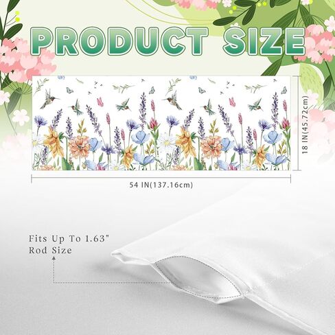 Hummingbird Floral Spring Valances for Windows 54x18 Inch Curtain Valance for Kitchen Bathroom Bedroom Living Room Decor in Kuwait