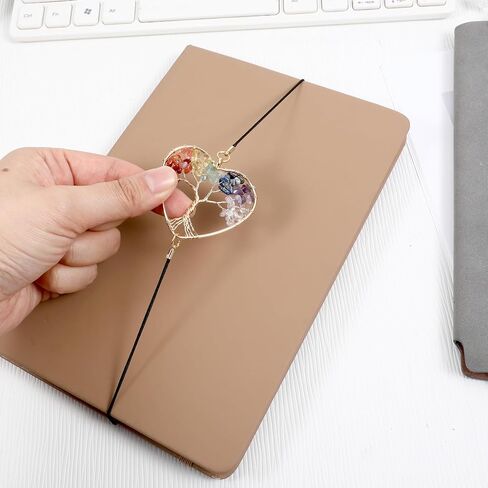 Crystal Tree Elastic Bookmark, Rose Golden Heart Shape Crystal Tree Bookmark, 7 Chakra Crystals Elastic Bookmarks for Women, Vintage Bookmarks for Birthday, Mothers Day, Thanksgiving, Valentines in Kuwait