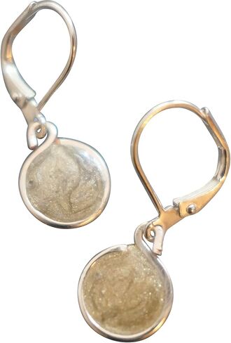 Handmade Lightweight Womens Silver Gold Resin Small Drop Earrings on Silvertone Leverback Beads by Bettina in Kuwait