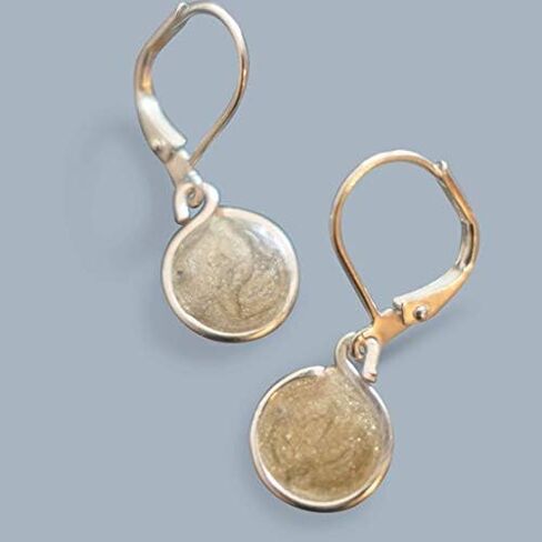 Handmade Lightweight Womens Silver Gold Resin Small Drop Earrings on Silvertone Leverback Beads by Bettina in Kuwait