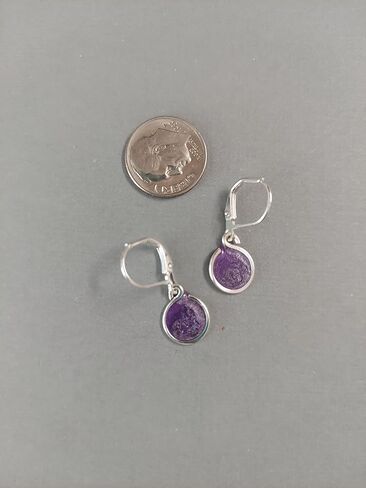 Handmade Lightweight Womens Silver Gold Resin Small Drop Earrings on Silvertone Leverback Beads by Bettina in Kuwait