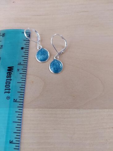 Handmade Lightweight Womens Silver Gold Resin Small Drop Earrings on Silvertone Leverback Beads by Bettina in Kuwait