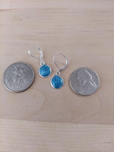 Handmade Lightweight Womens Silver Gold Resin Small Drop Earrings on Silvertone Leverback Beads by Bettina in Kuwait