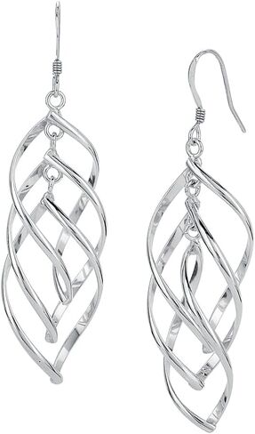 Vanbelle Sterling Silver Jewelry - Rhodium Plated with 925 Stamp - Twisted Oval Dangle Earring - Elegant Handcrafted Earring for Women in Saudi Arabia