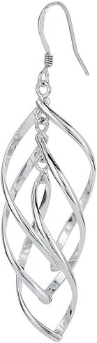 Vanbelle Sterling Silver Jewelry - Rhodium Plated with 925 Stamp - Twisted Oval Dangle Earring - Elegant Handcrafted Earring for Women in Saudi Arabia