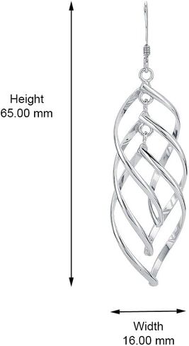 Vanbelle Sterling Silver Jewelry - Rhodium Plated with 925 Stamp - Twisted Oval Dangle Earring - Elegant Handcrafted Earring for Women in Saudi Arabia