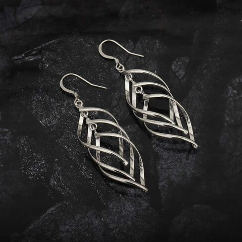 Vanbelle Sterling Silver Jewelry - Rhodium Plated with 925 Stamp - Twisted Oval Dangle Earring - Elegant Handcrafted Earring for Women in Saudi Arabia