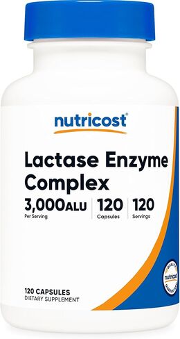 Nutricost Lactase Enzyme Complex 3,000 FCC ALU, 120 Vegetarian Capsules - Non-GMO, Gluten Free, 120 Servings in Kuwait