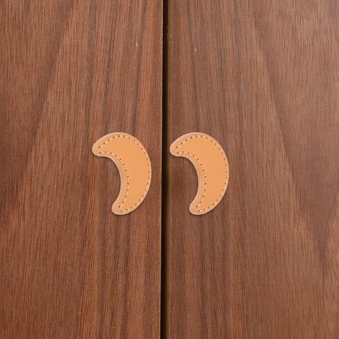 2pcs Moon Shaped Wardrobe Door Handles Single Hole Pu Leather Drawer Pulls Furniture Hardware for Room Cabinet and Dresser Drawers in Saudi Arabia