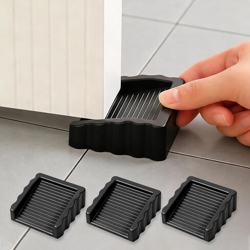 3 Pcs Rubber Door Stoppers for Bottom of Door Stops, Upgraded Rubber Doorstops, DoorStoppers Wedges, Plastic Stackable Doorstops Wedges(Black) in Saudi Arabia