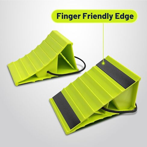 ROBLOCK 4 Pairs Wheel Chocks for Travel Trailers, Non Slip Base Heavy Duty Green Camper Wheel Chockwith Rope, Lightweight Wheel Stoppers for Cars, Camper Trucks, RVs, Easy to Carry, Green in Kuwait