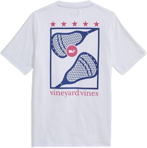 Vineyard Vines Boys' Boys' Americana Lax Sticks and Stars Short-Sleeve Harbor Performance Tee in Saudi Arabia