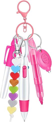 Mini Nurse Badge Accessories Set – 6 Pcs Badge Reel Accessories with Retractable Ball Pen, Highlighter, Marker, LED Keychain, and Keychain Clip for Nurses, Doctors, and Healthcare Workers(Pink) in Kuwait