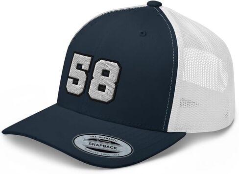 Team Number 58 Embroidered Trucker Hat Curved Bill Mid Crown Adjustable Baseball Cap in Saudi Arabia